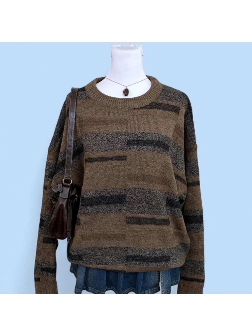 90s patchwork striped skater sweater